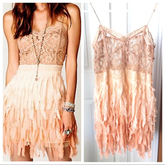 Free People Lace Sequined Ombré Feather Dress - Picture 6 of 9